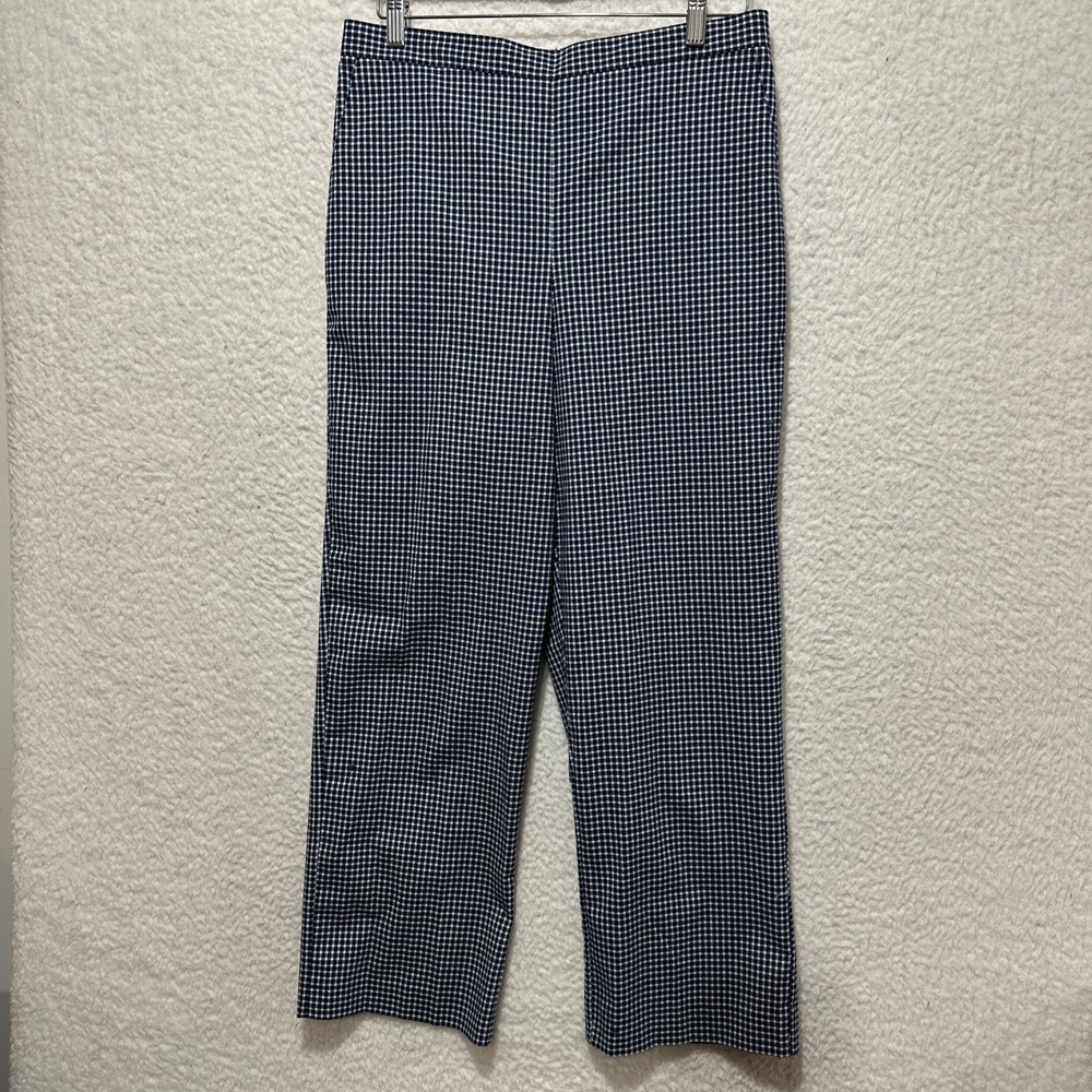 Alfred Dunner Women's Navy & White Checkered Capri Pants Size 12‎ Flat Front NWT